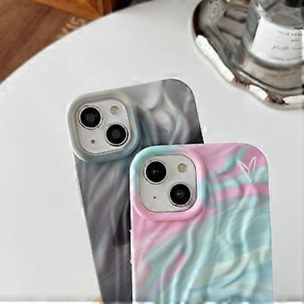 Plisserat Vattenvågsmönster i Krom, Mjukt Skal Kompatibelt med iPhone (Vattenblå, iPhone 14)