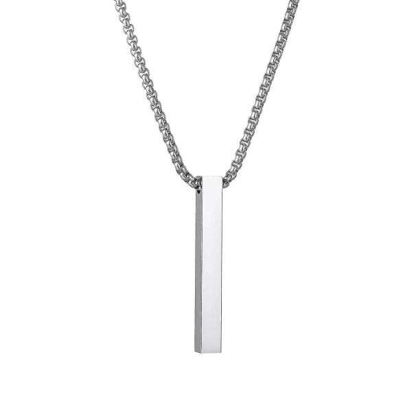 Men Bar Pendant Necklace Stainless Steel Box Chain Pendant Necklace For Men Jewelry