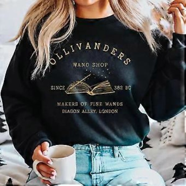 Wizard Book Shop Sweatshirt HP Sweater Magisk Troldmand Hættetrøjer Kvinder Langærmet Sweatshirts Bog Nerd Pullover Fans Gave Hættetrøje (XXXL khaki)