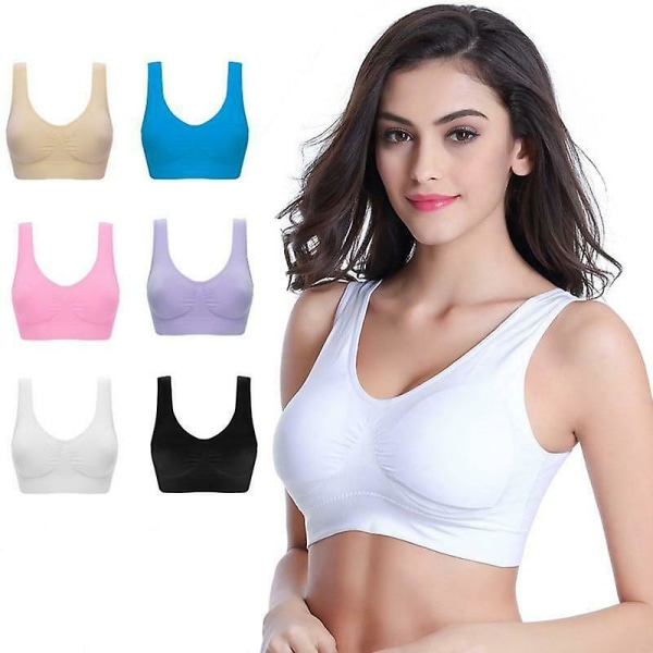 6 Pack Genie Bra Seamless Sports Underwear Breathable Sexy Invisible Vest For Yoga Running M