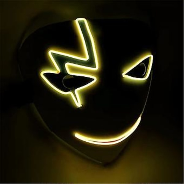 Trendy LED-maske Glødende Skummel Neonmasker Halloween Lys Opp Kostyme Cosplay Karneval Party Wire Masker (E)