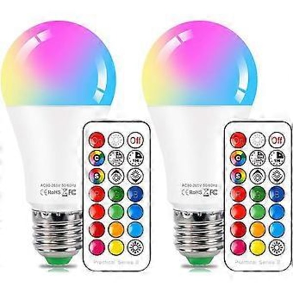 LED-lampa med färgväxling och fjärrkontroll, 10 W E27 RGB + dagsljusvitt 5700 K, perfekt för inredning, scen, bar,