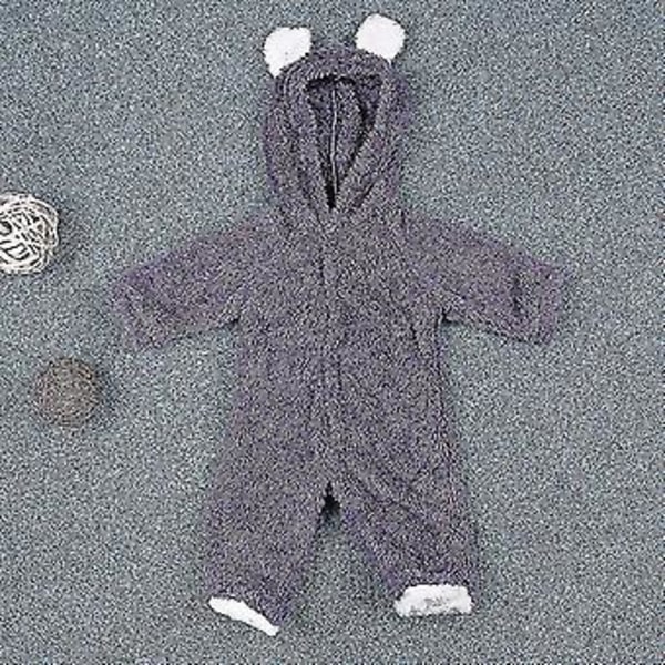 Spädbarns vinterfleece-romper med varm och söt teddybjörn-huva, jumpsuit (6-9 månader, lila)