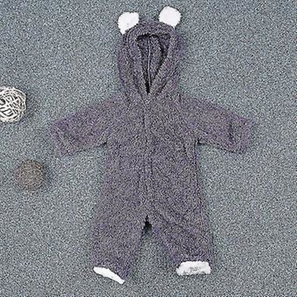 Vinterfleece-romper for spedbarn, søt teddybjørn med hette, varm jumpsuit (6-9 måneder, lilla)