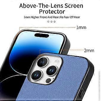 For iPhone 14 Pro Deksel Stofftekstur Lær+PC+TPU Anti-Fall Telefonskall - Blå (Blå)