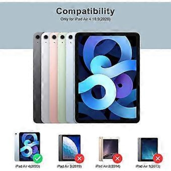 Etui Kompatibelt med iPad Air 4. Generasjon 2020 10,9 Tommer [Pennesholder/2. Generasjon Pennelading] [Automatisk Søvn/Våkne], Trifold Stativ Smart Etui Kompa