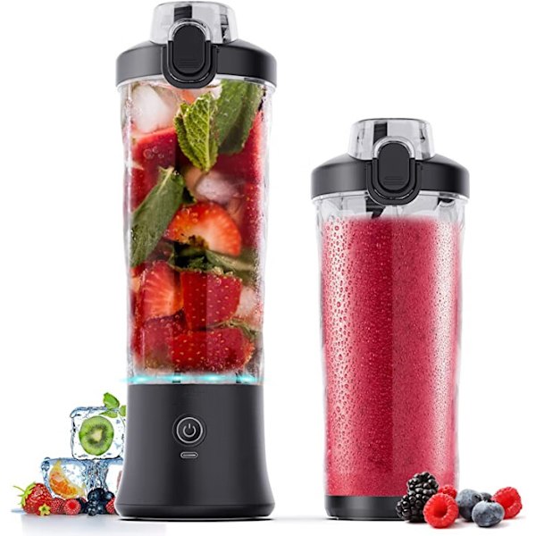 (Svart) Bärbar Blender 270 Watt för Shakes och Smoothies Vattentät Blender