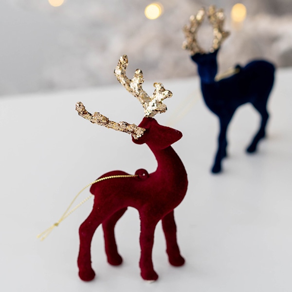 2 stykker juletrehengende pynt glitter elgfigur Shi