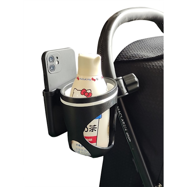 Barnevognskopholder, barnevognsflaskeholder, mobiltelefonholder, barnevognstilbehør, barnevognsvandflaskeholder, vandkopholder, kopholder, sort, et stykke
