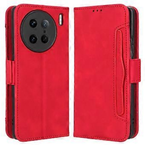 For vivo X90 Pro 5G Flerfoldige Kortspor PU Lær Telefon Deksel Stativ Lommebok Telefonveske (Stil E)