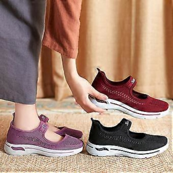 Plattform Sneakers Damskor Tjock Sula Slip-on Löparskor För Arbete Restaurang Utflykt Multi-färg Valfritt (41 Grå)