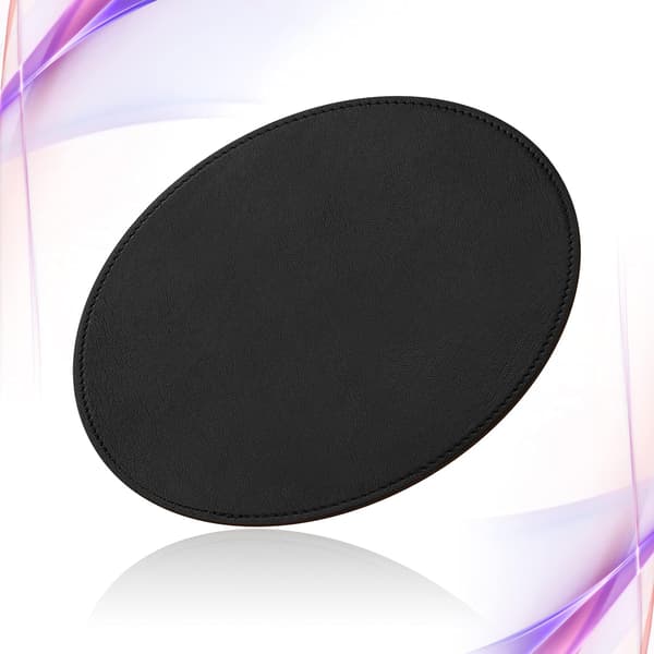 Musematte, rund musematte, PU-musematte, musematte i skinn med sydde kanter, mikrofiberbase med sklisikker vanntett, Mo