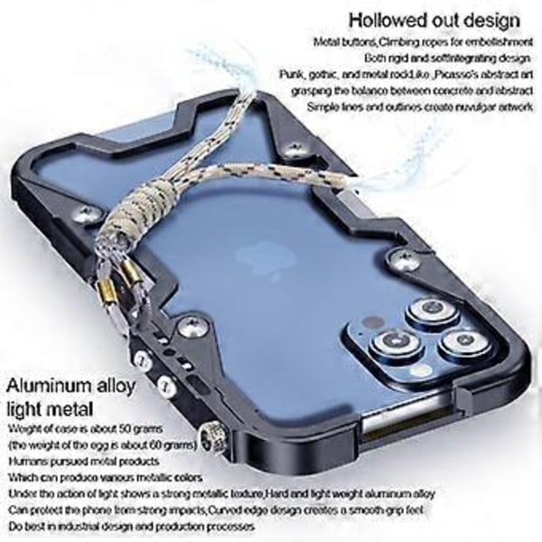 Skyddsfodral i aluminiumlegering för iPhone 13 Pro Max 6,7 tum med rem()