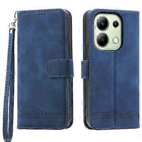 DIERFENG DF-03 för Xiaomi Redmi Note 13 4G Fodral Plånbok Läder Flip Telefonfodral - Blå(Blå)