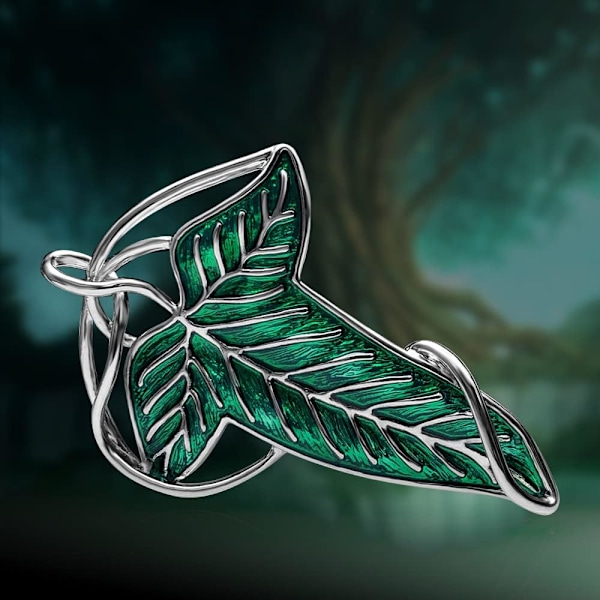 Elegant Elven Green Tree Leaf Enamel Pins Brosch för Kvinnor Män Kostym Hänge Halsband, Mantel Spänne Broscher Cosplay Smycken