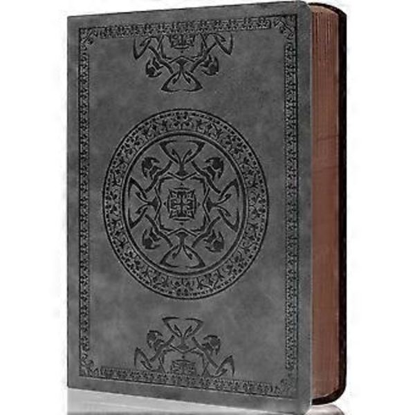 Läder Vintage Journal för Män Mjukt Omslag 256 Linjerade Sidor Anteckningsbok 180 Ligger Plant för Skrivning Resedagbok, 5.7'' x 8.3'', Grå
