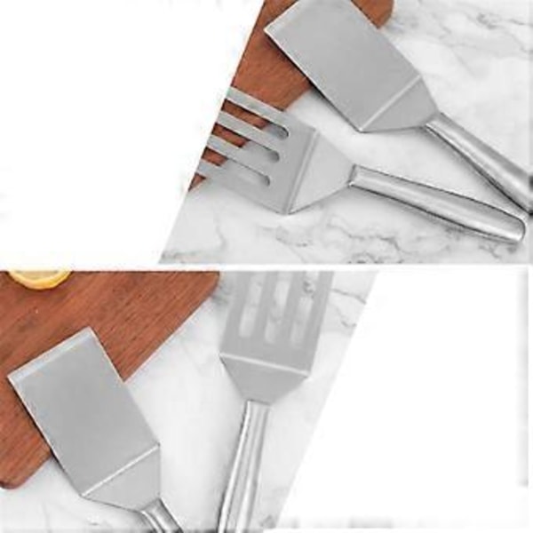 Spatel i rustfritt stål, flat spatel, stor fiskespatel, grillspatel, grillspatel, stekebordsskrape, biffspatel, pannekake B