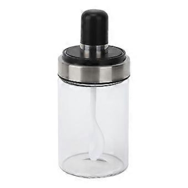 Gjennomsiktig krydderkrukke i glass salt pepper krydderflaske med skje for kjøkkenbruk