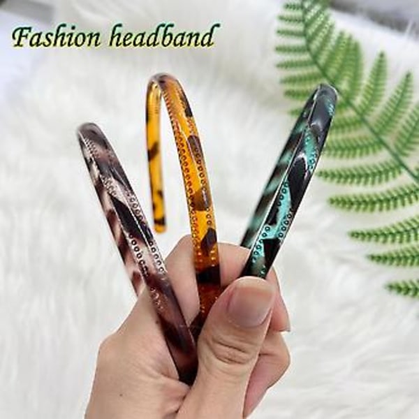 (Brun + Mörkgrön + Amber) 3-pack Plastdiadem med kamtänder Komfort Leopard Hårband Smala Fina Diadem Stylingaccessoarer för Kvinnor