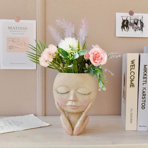 1 stk. Ansigts Blomsterpotte, Sukkulenter Plantepotte Harpiks Kreativ Blomst