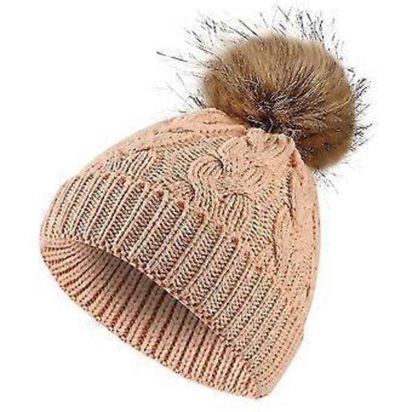 Unisex Slouchy Pom Pom Hue Vinter Varm Strikket Ski Hue -NMAOV( Pink)
