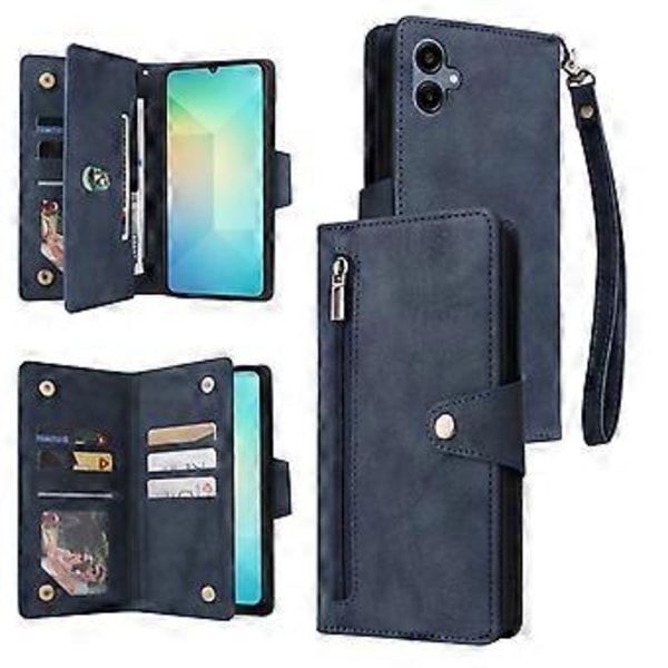 Til Samsung Galaxy A06 Etui Lynlås Pung Læder Stand Telefon Cover Nittedekoration (Stil B)