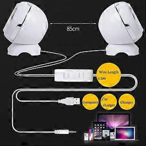 Computer USB-strømforsynede højttalere, Mini desktop-højttalere med HiFi-lyd, Overlegen stereolyd, Dobbelt horn, Perfekt til computer, bærbar computer