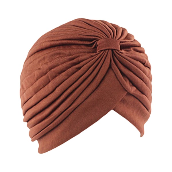 Farfi Pleated Turban Hat Breathable Stretchy Anti-uv Sun-proof No Brim Beanie Hat Party Accessories Light Coffee