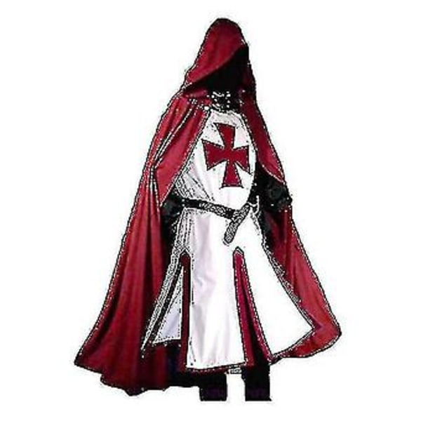 Män Medieval Crusader Knights Templar Kostym_mi.m V1 (endast 2XL kappa)