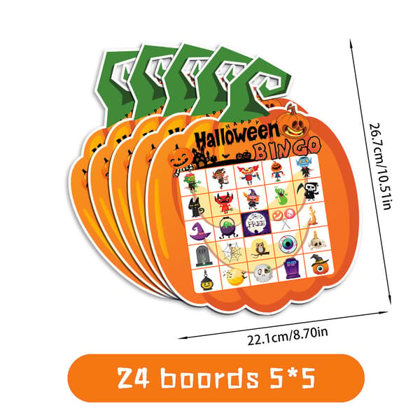 Græskarformet Halloween-spilsæt - Interaktive brætspilkort til børnefester, ferielegetøj