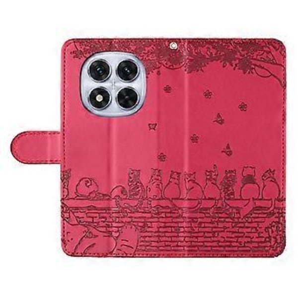 Xiaomi Redmi Note 14 Pro 5G -puhelimen kuori rannehihnalla, nahkainen suojakotelo, seinäkissa-kuvio (Tyyli A)