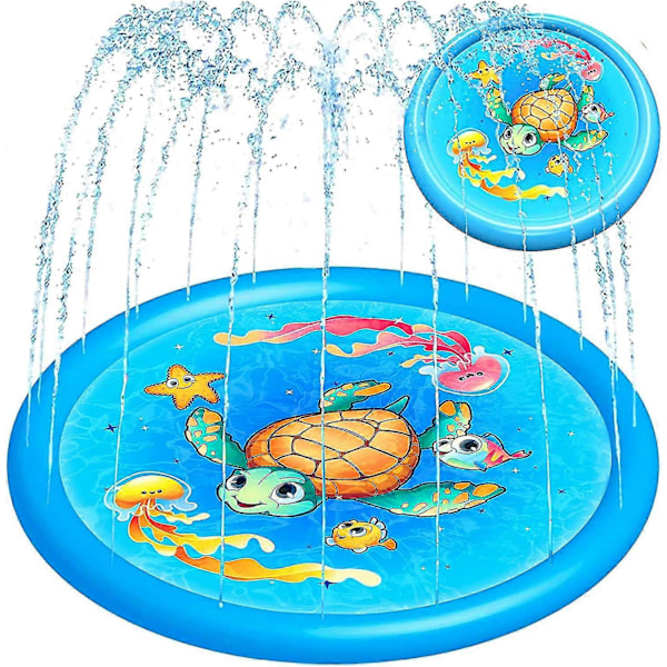 (68\") Splash Pad Sprinkler Barnpool Vattenleksaker, Uppblåsbar Utomhuspool för Barn