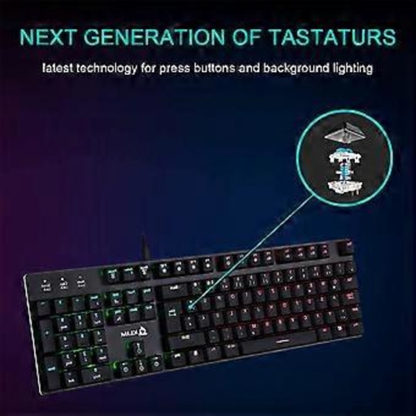 Mekaniskt tangentbord med bruna brytare, Hot Swappable för anpassning, Tyst drift för kontor &amp; hemmabruk (Justerbara gummifötter)