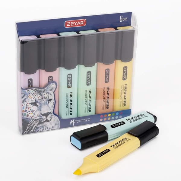 Höglysare, Pastellfärger Chisel Tip Marker Pen, Blandade färger