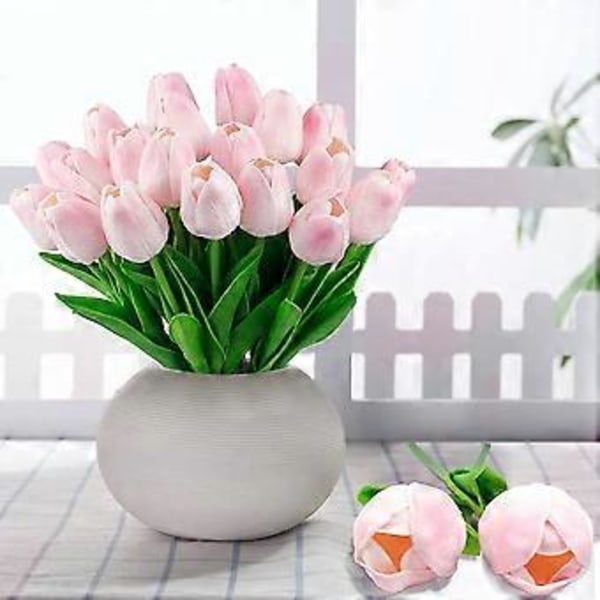 Hantverksmässigt tillverkade 10 st Real Touch Tulpaner, Konstgjorda Blommor med Högvattenhållande PU-tyg, 33,5 cm/13,2 tum höga, för Året Runt Bröllop och
