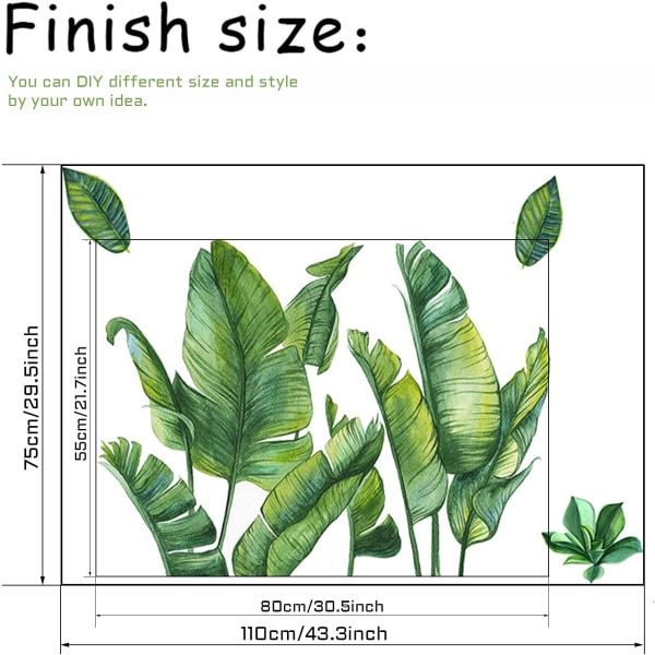Bananblad tropiska växter skal och stick tapeter, jättegrön