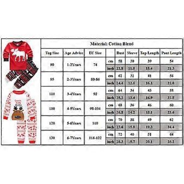 Aikuisten ja lasten jouluinen perheen match-raidallinen joulupyjamasetti yöasu PJs -unipuku (4-5 vuotta punainen joulupukki)