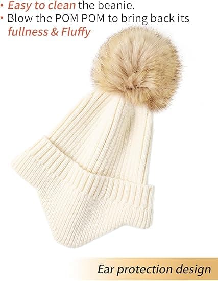 Vinterhatte til kvinder - Beanies til kvinder Vinterhat med kunstig pels Pom War