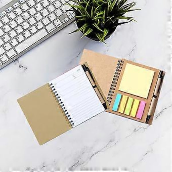 Notesblok og notesbog kontorstudieartikler kraftpapir notesblok spiralbog med pen notesblok studerende kontor notesblok rivbar 5ML (Gul)