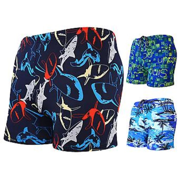 Fianao Mænds Badebukser Farverige Print Hurtigtørrende Slim Fit Badebukser til Strand (L Sort)