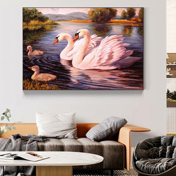 Maalaus DIY 5D Timanttimaalaus Sarja Joutsen Maaseudun Eläin