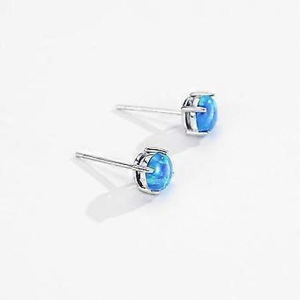 Opal Ørestikker Sterling Sølv Solitaire Stil Smykker til Kvinder Piger 4-Klo Indfatning 8mm