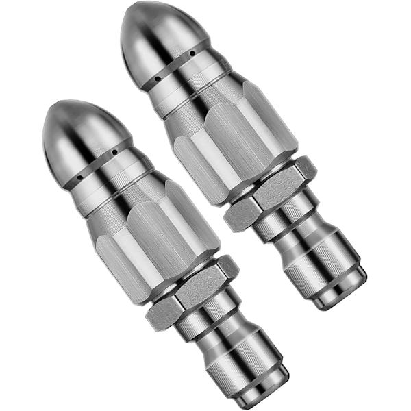 2-pack munstycksmunstycke för högtryckstvätt med rostfritt stål, munstycke för avloppsspolning, vattenstrålespolning, 1/4'' snabbkoppling, 5000 PSI