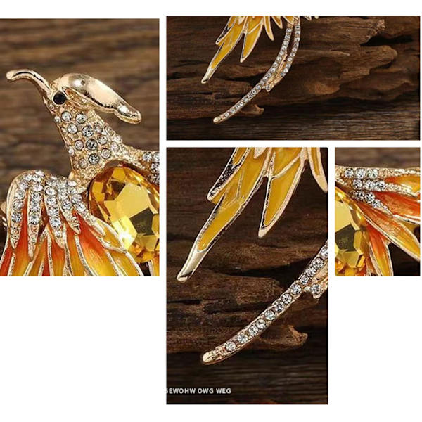 Färgglad kristall strass fenix brosch, handgjord emalj kavajslag brosch stift söt fenix fågel djur brosch premium dålig