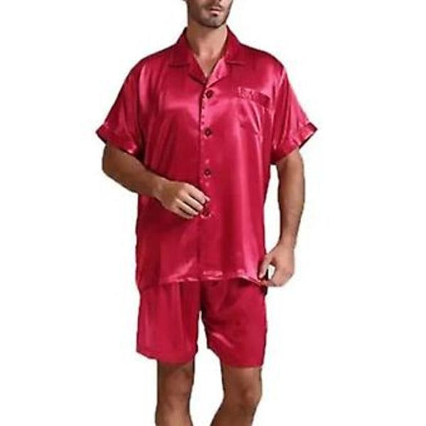 Miesten Silk Top Shorts Mukava Yöasusetti -r (XL Punainen)