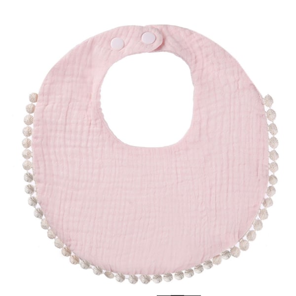 Baby Cotton Bib Toddler Wrinkle Pattern With Snap Buckle Saliva Towel Light pink