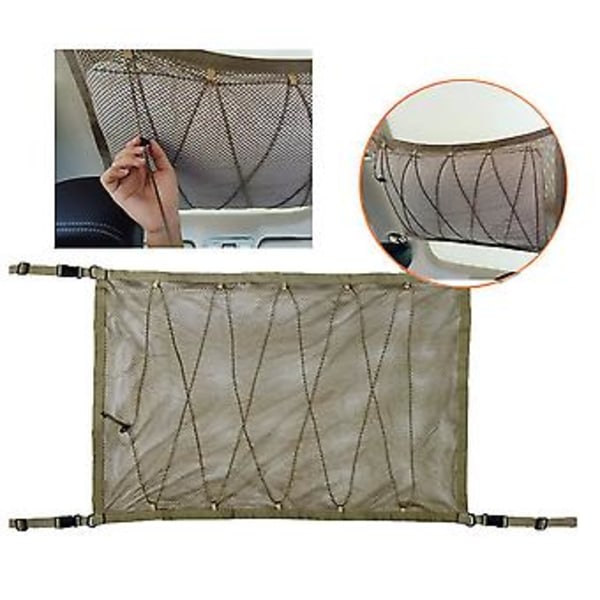 Takk-oppbevaringsnett for bil, dobbeltlags oppbevaringsnett for gjenstander, for minibuss, terrengkjøretøy, friluftsliv, 80 cm x 55 cm