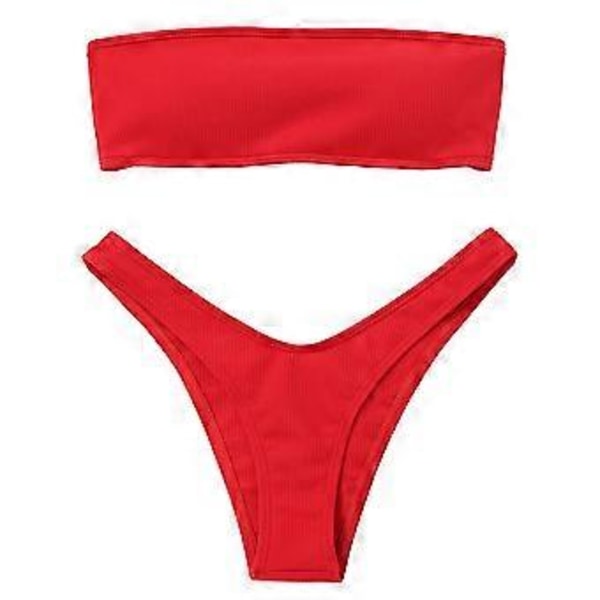 Naisten rantabikinisetit, muodikas yksivärinen seksikäs ontto avoselkäinen bikini uimapuku jaettu uimapuku kesä Push up (style61)