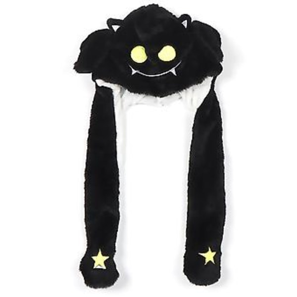 Halloween Ear Moving Jumping Hat Funny Plush Cute Animal Birthday Gift Cap( Black)