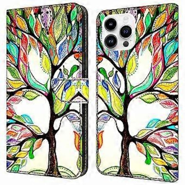 Til iPhone 16 Pro Cover Mønsterprintet Beskyttelsescover TPU+PU Læder Flip Telefon Cover (Style J)